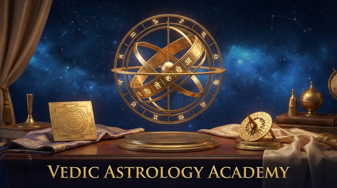 DashaClub - Stylized icons representing Vedic astrology concepts on a path.